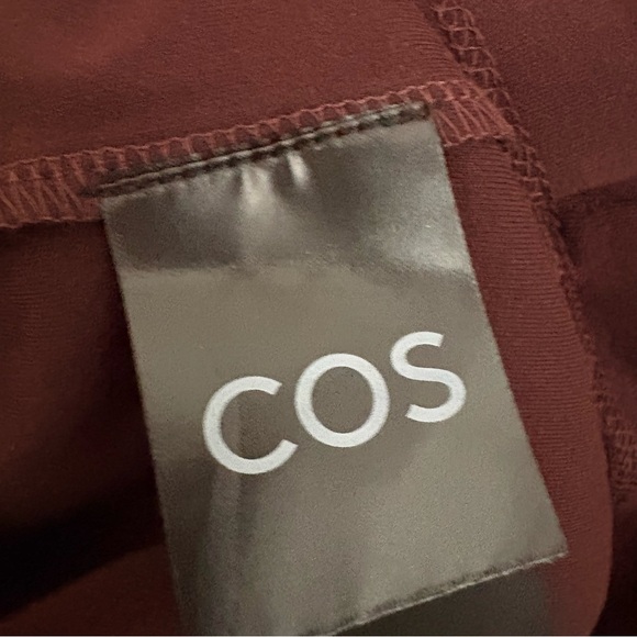 NEW COS long-sleeved mock neck top in a dark plum wide sleeves 100% Cotton Sz L - Picture 8 of 13